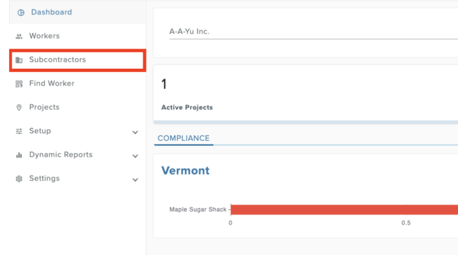 How do I invite a subcontractor worker by text with a code?