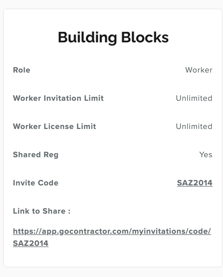How do I invite workers by text using a code?